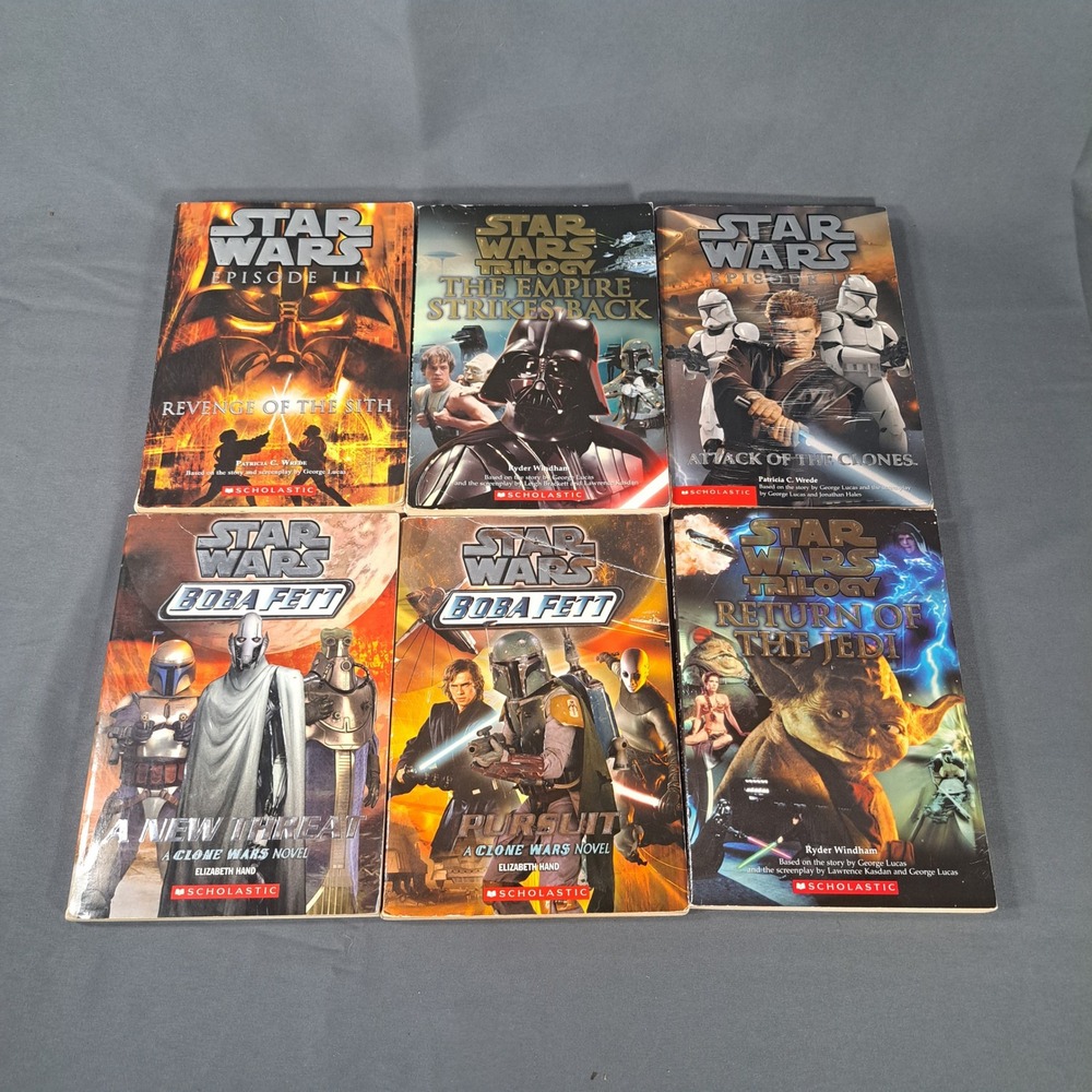 Star Wars Scholastic Book Lot Boba Fett Clone Wars Movie Novels Sci-Fi YA